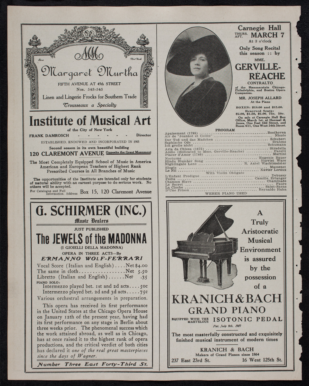 New York Philharmonic, February 29, 1912, program page 6