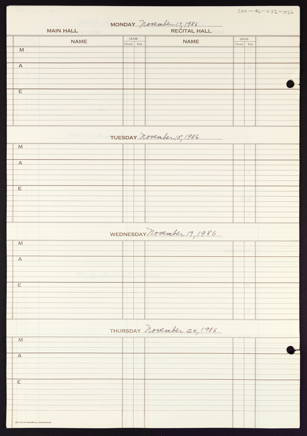 Carnegie Hall Booking Ledger, volume 32, page 26