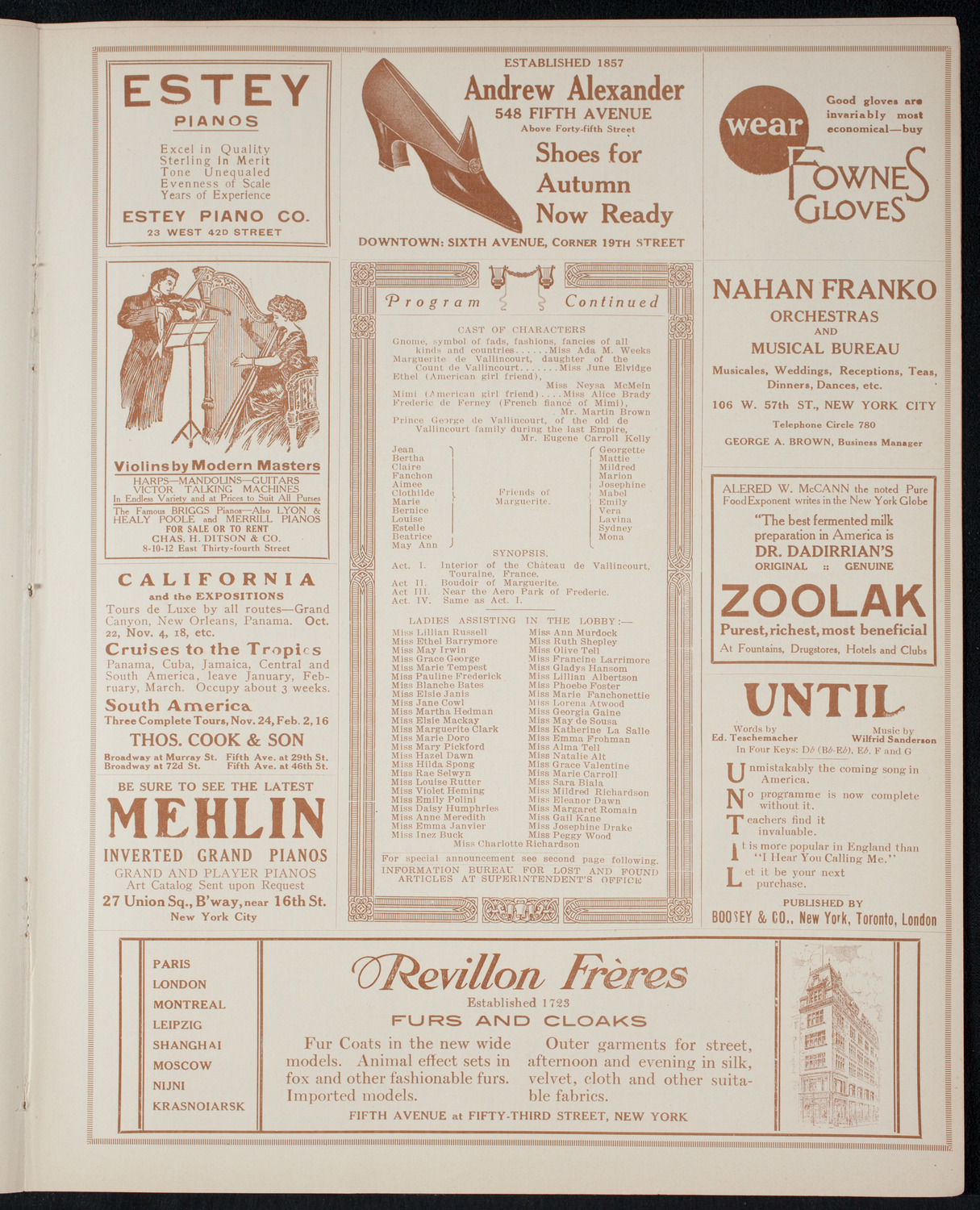 Fashion Show: "Yesterday or To-Morrow", October 9, 1915, program page 7