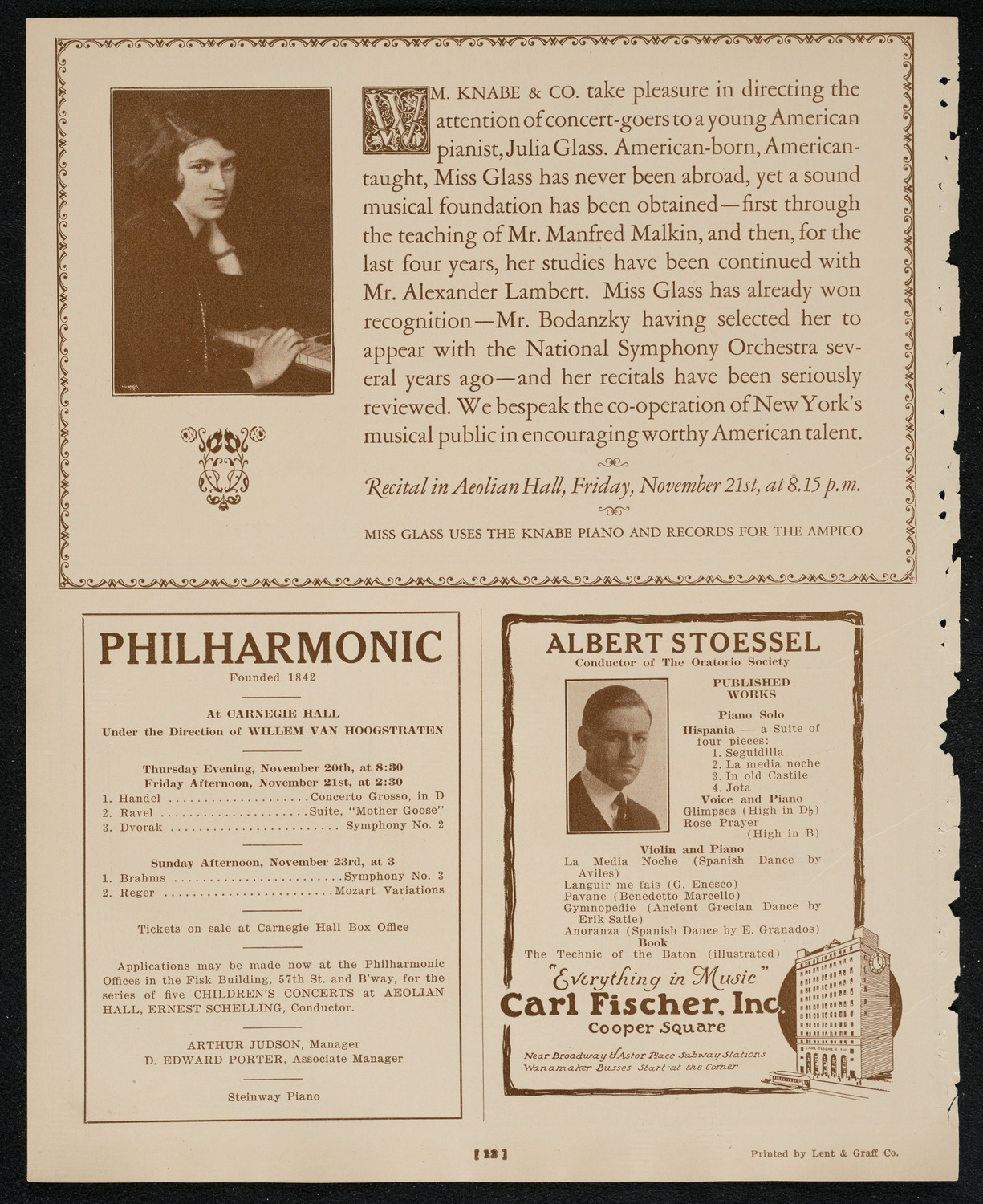 Philadelphia Orchestra, November 18, 1924, program page 12