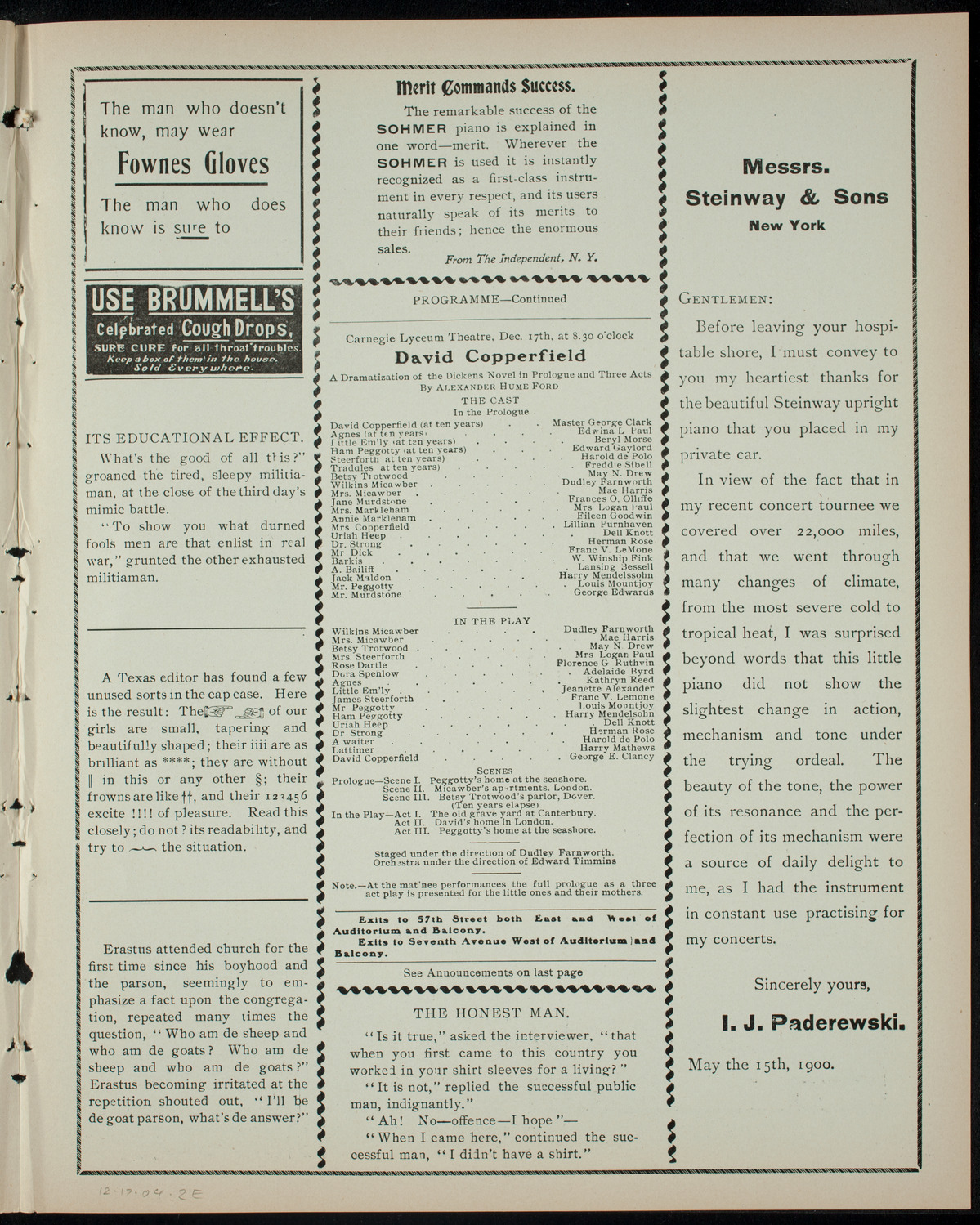 Players Theatre and Children's Theatre, December 17, 1904, program page 3