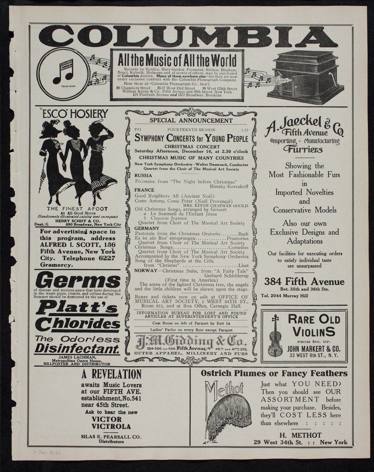 New York Philharmonic, November 26, 1911, program page 9