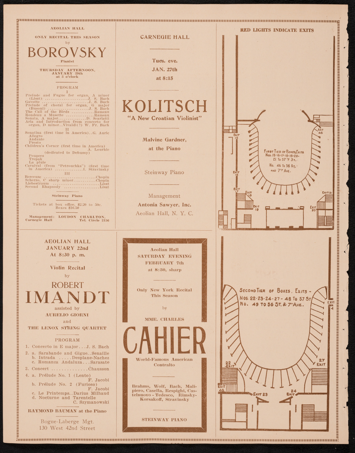 Moriz Rosenthal, Piano, January 17, 1925, program page 10