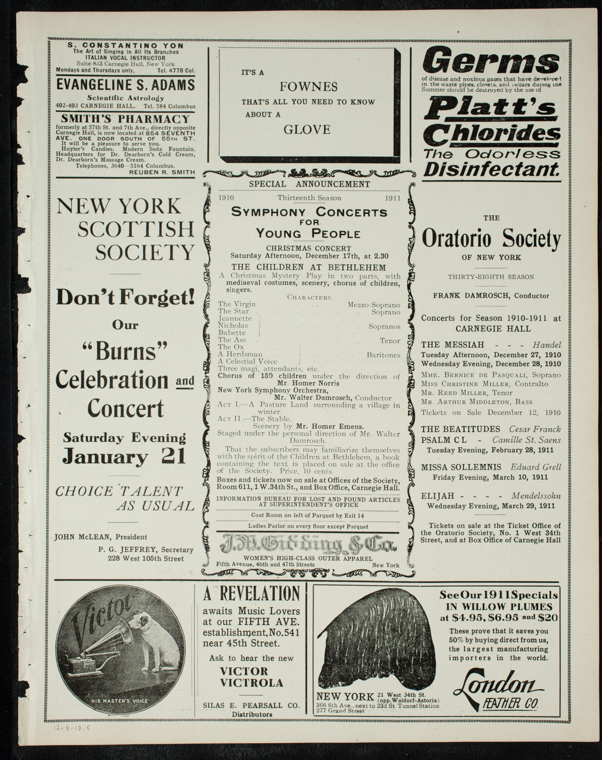 Boston Symphony Orchestra, December 8, 1910, program page 9