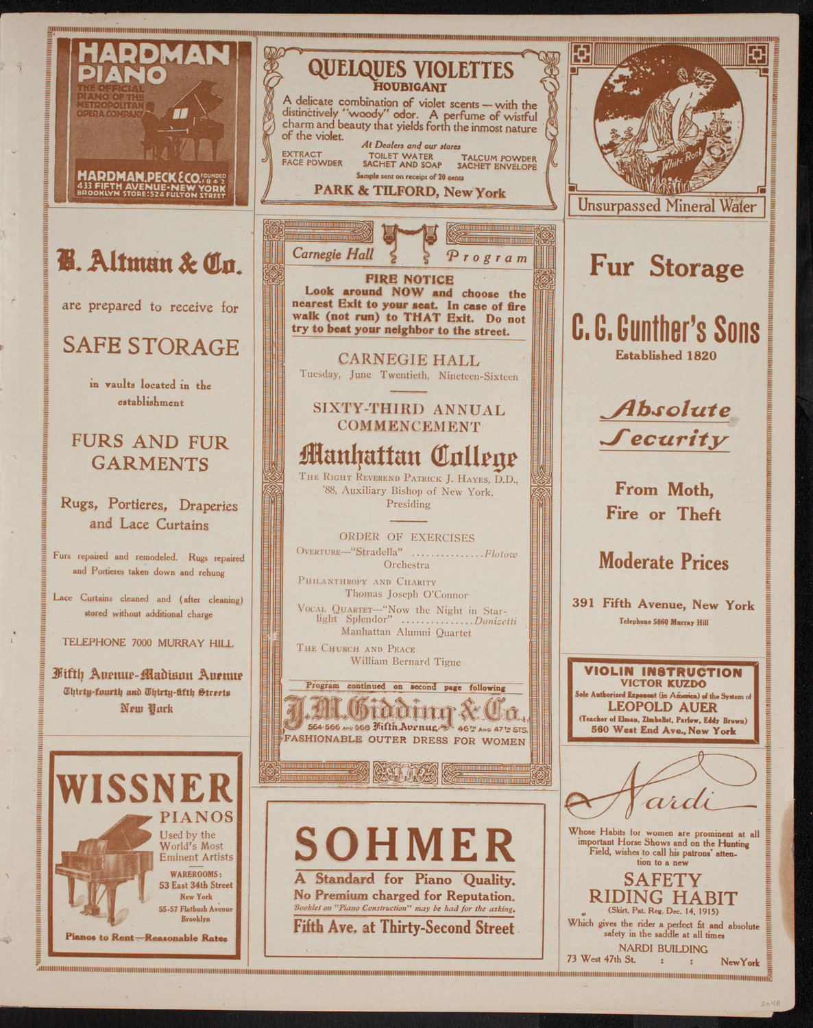 Graduation: Manhattan College, June 20, 1916, program page 5