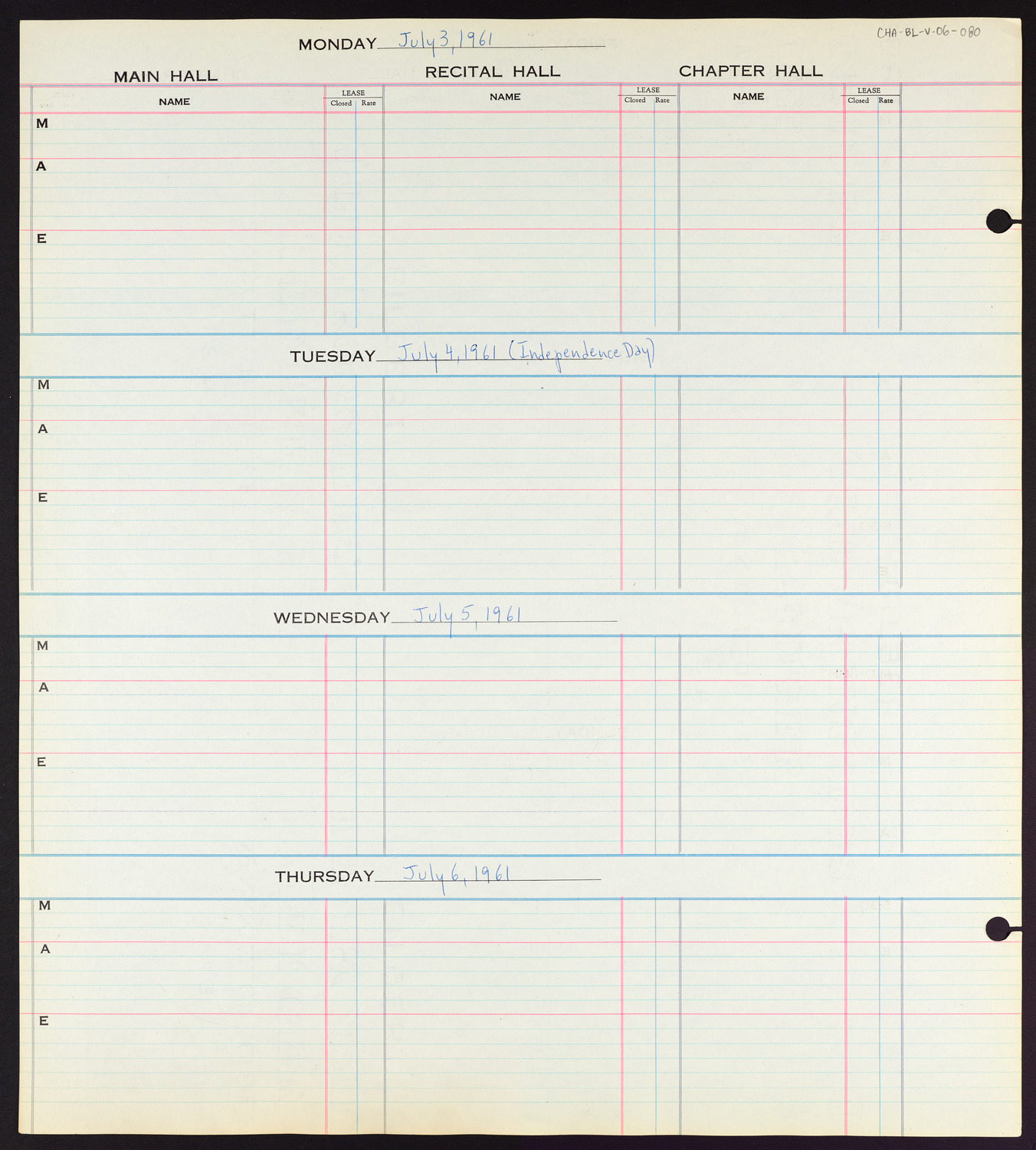 Carnegie Hall Booking Ledger, volume 6, page 80