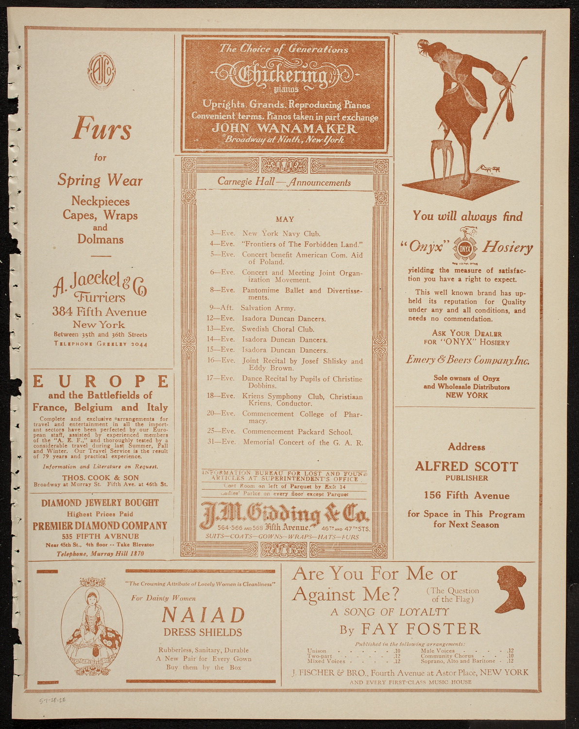 Rudolph Polk, Violin, Eleanor Brock, Soprano, Adele Rosenthal, Piano, Lester Bingley, Baritone, and Vaino Sola, Tenor, May 1, 1920, program page 3