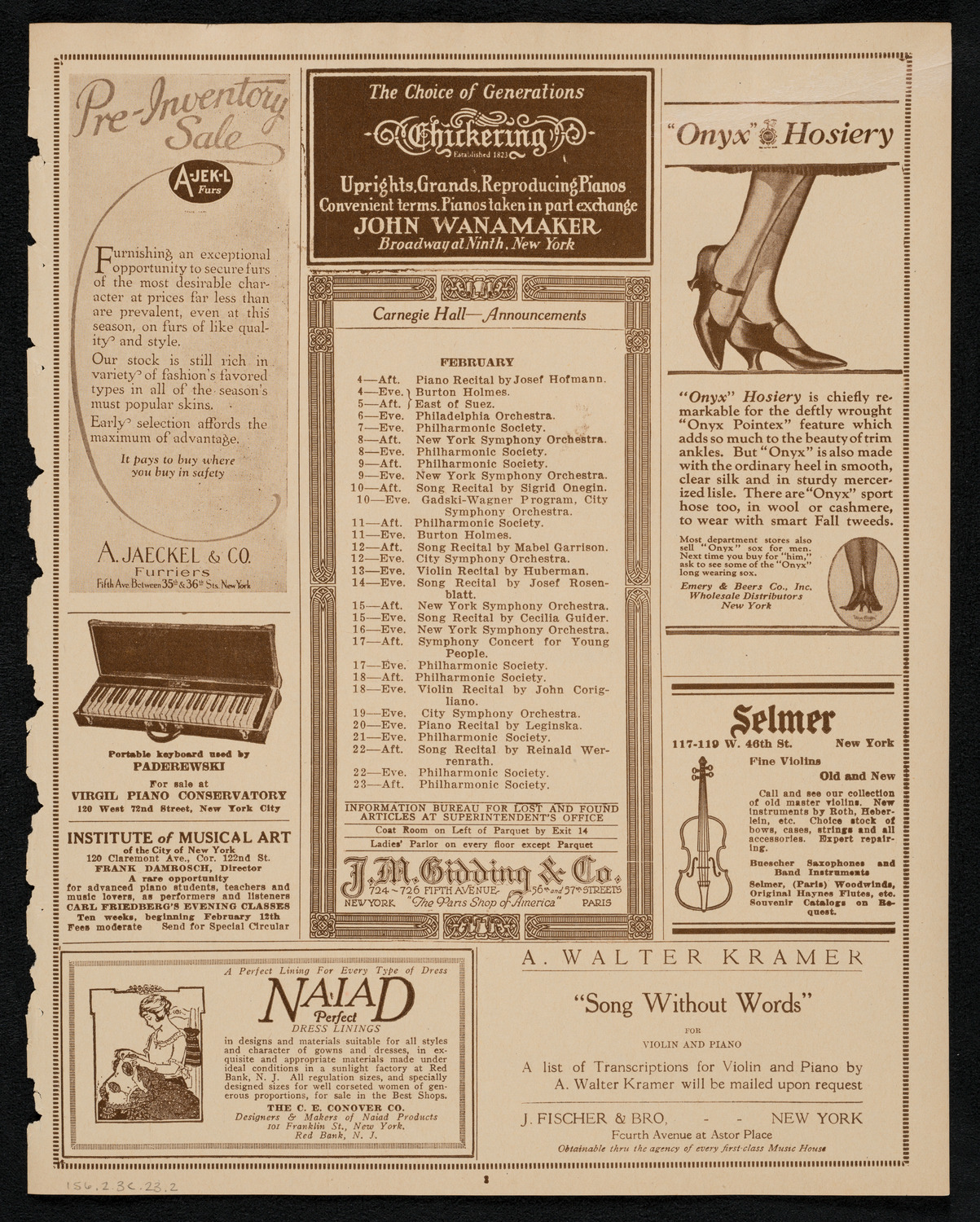 Workmen's Circle Sanatorium Concert, February 3, 1923, program page 3