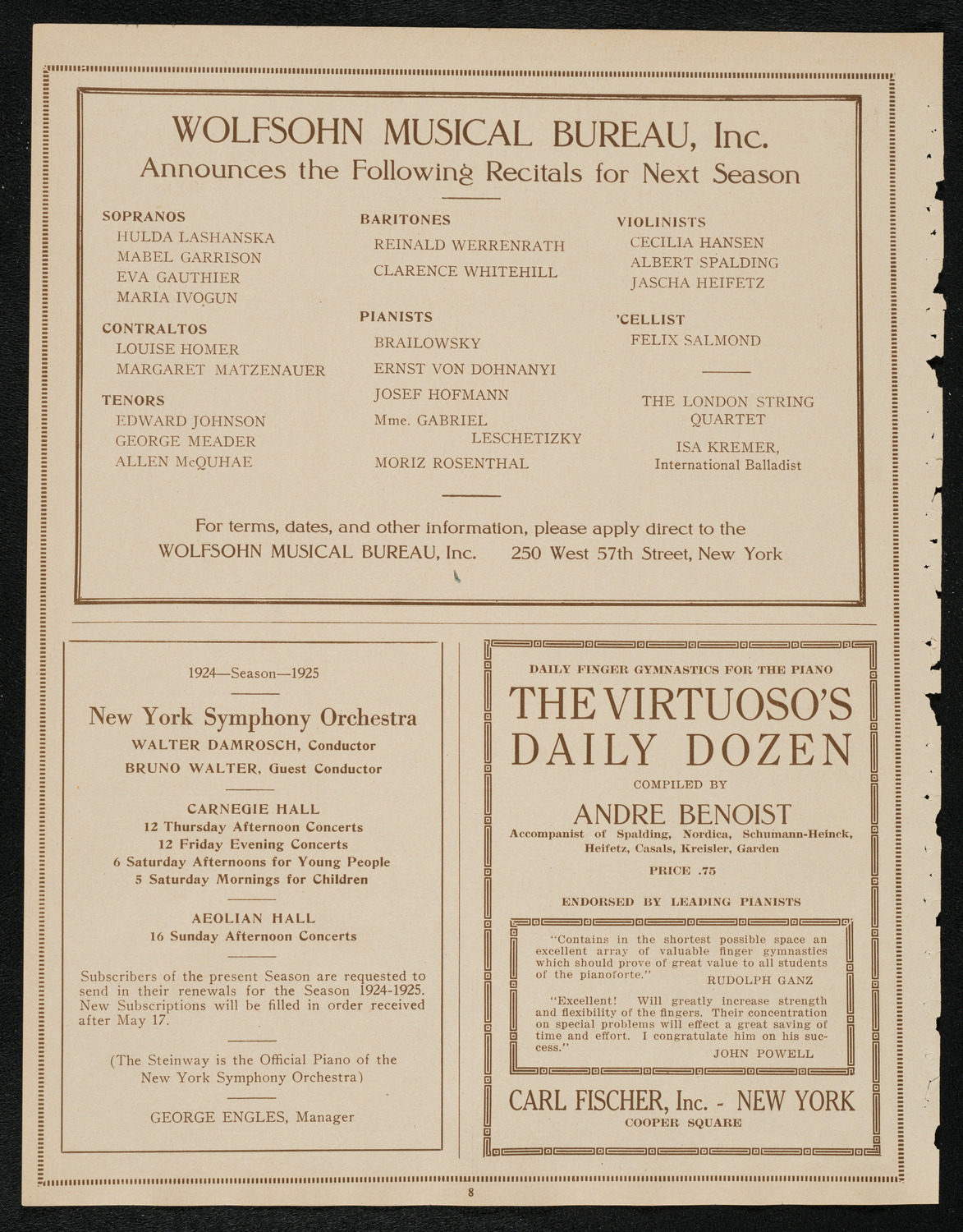 Maximilian Pilzer, Violin, assisted by Deborah Pilzer, Mezzo-Soprano, April 20, 1924, program page 8