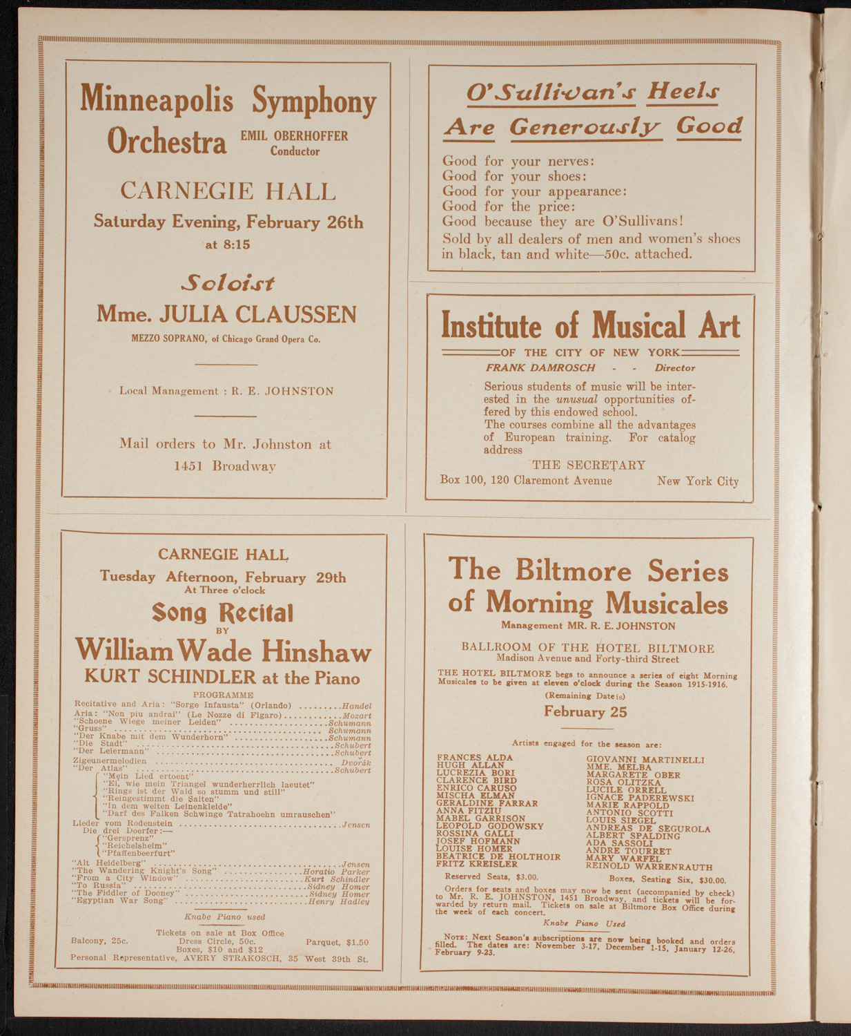 Tsingtau Symphony Orchestra, February 21, 1916, program page 2