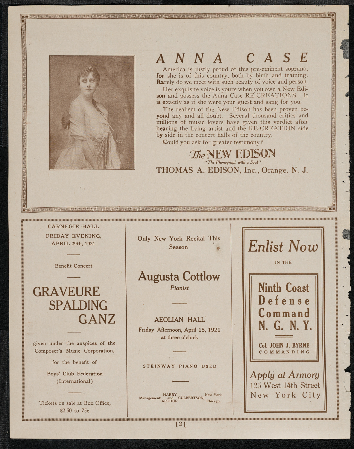 National Symphony Orchestra, April 13, 1921, program page 2