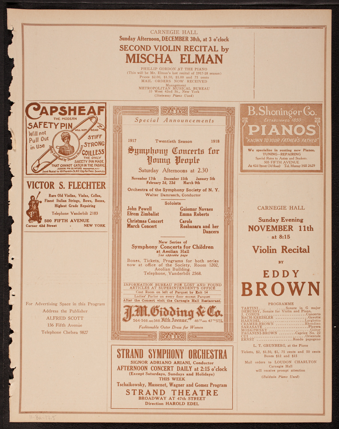 Ernestine Schumann-Heink, Mezzo-Soprano, November 3, 1917, program page 9