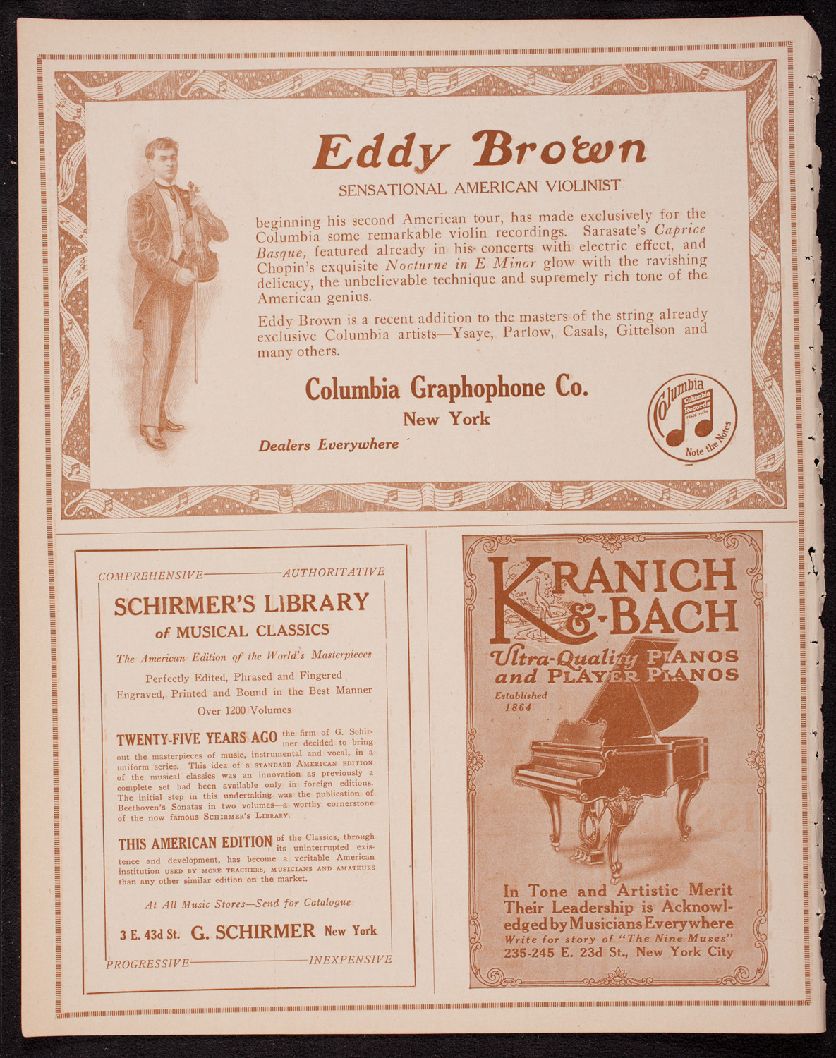 Eddy Brown, Violin, October 15, 1916, program page 6