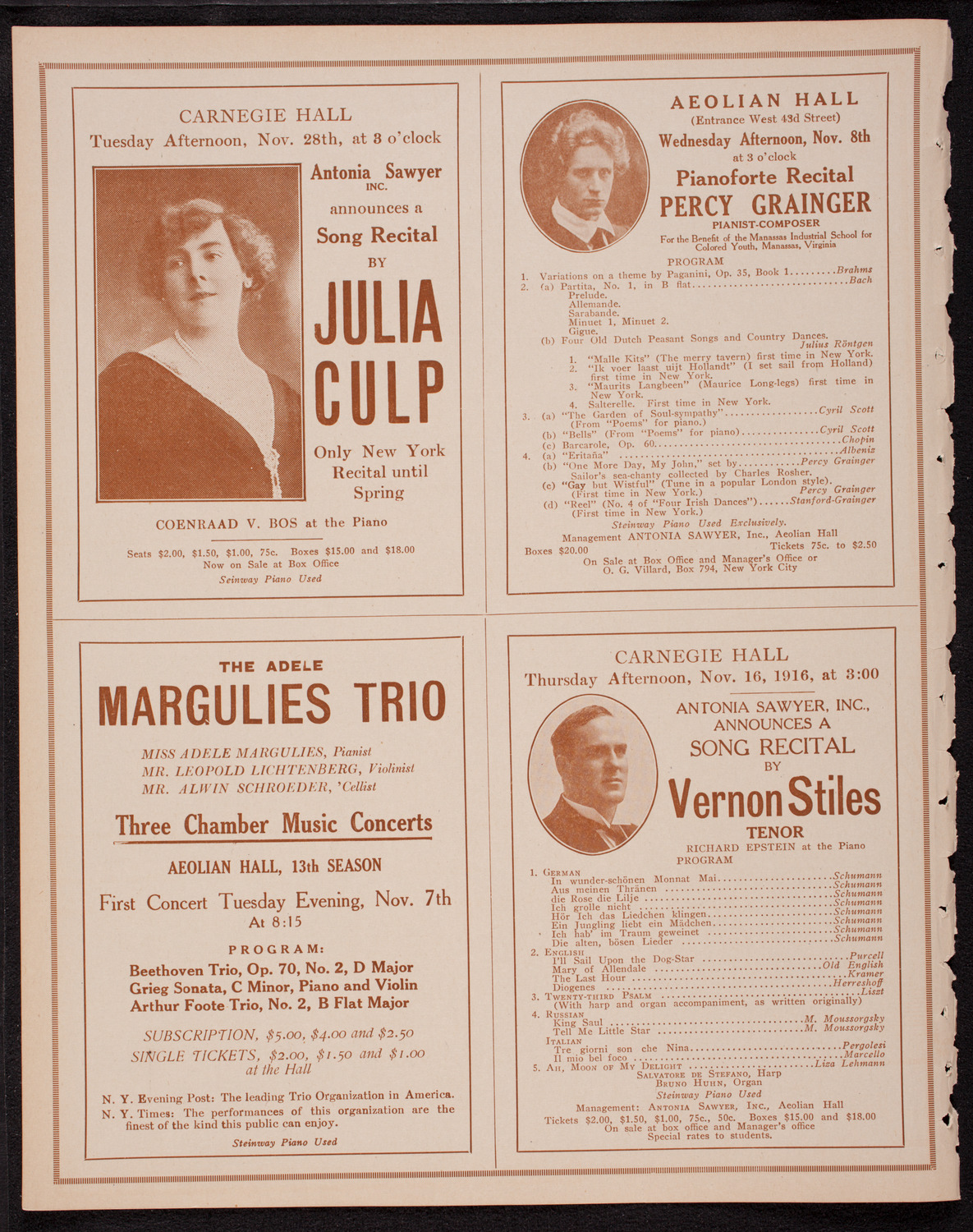 Boston Symphony Orchestra, November 2, 1916, program page 10