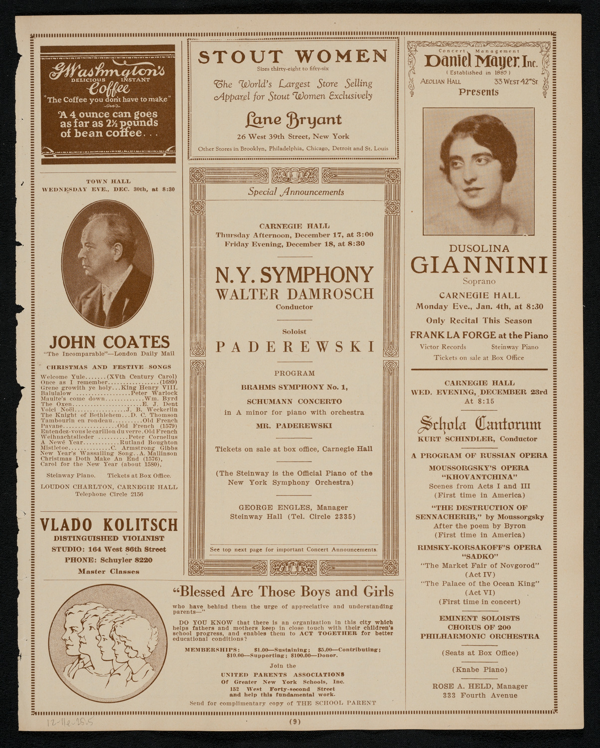 Julia Claussen, Mezzo-Soprano, December 11, 1925, program page 9