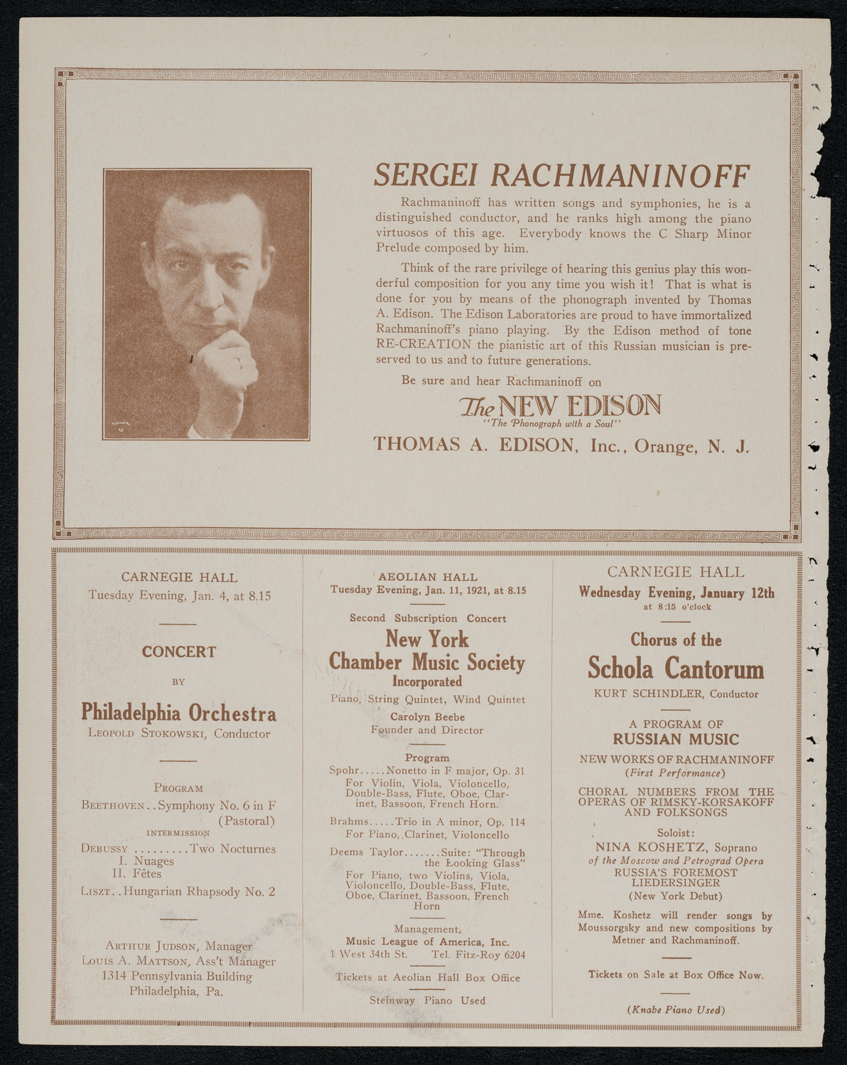 New York Philharmonic, January 2, 1921, program page 2