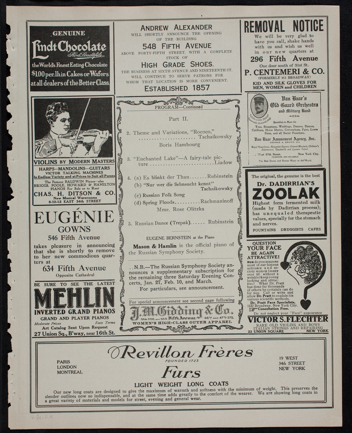 Russian Symphony Society of New York, December 2, 1911, program page 7