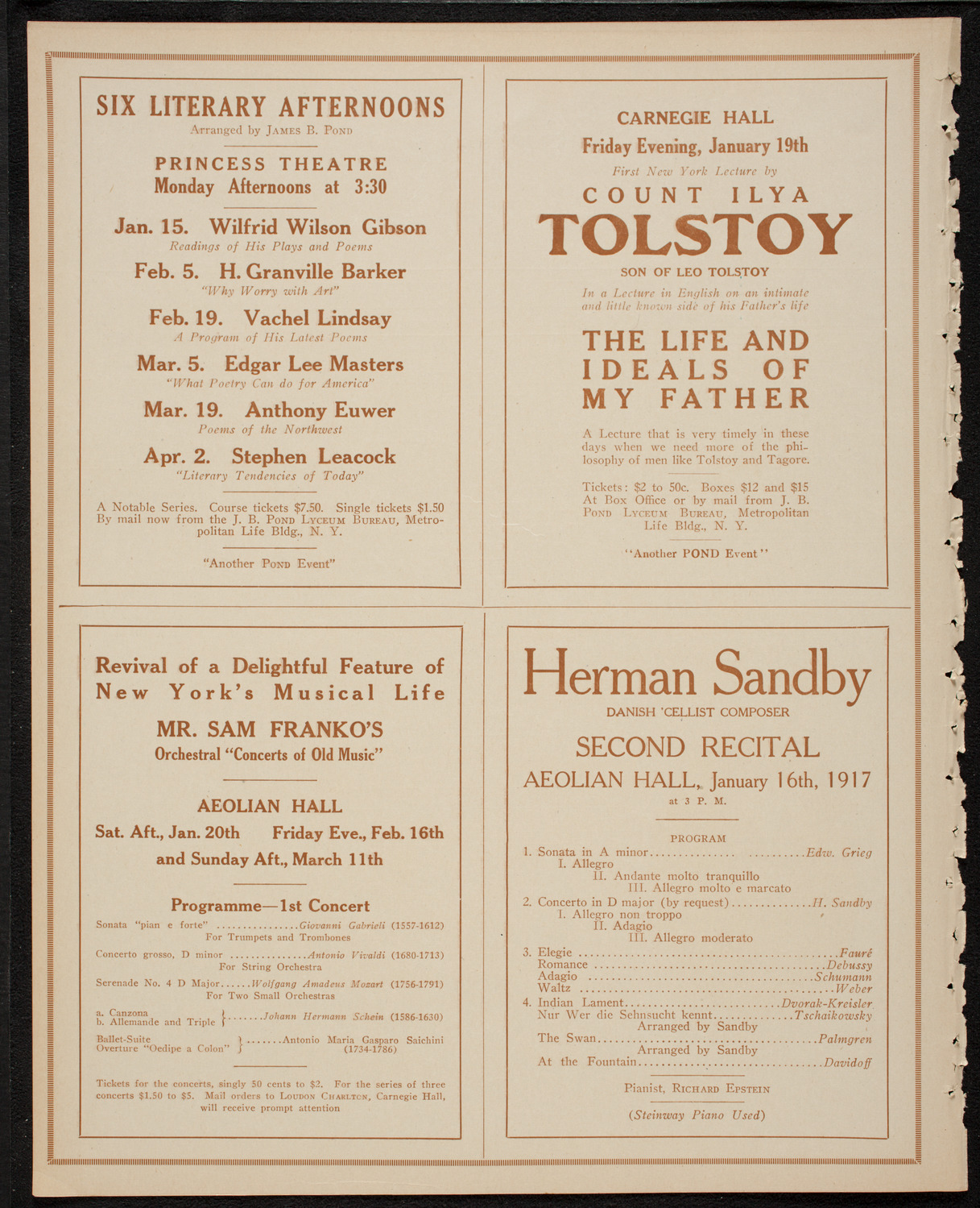 Philadelphia Orchestra, January 11, 1917, program page 10