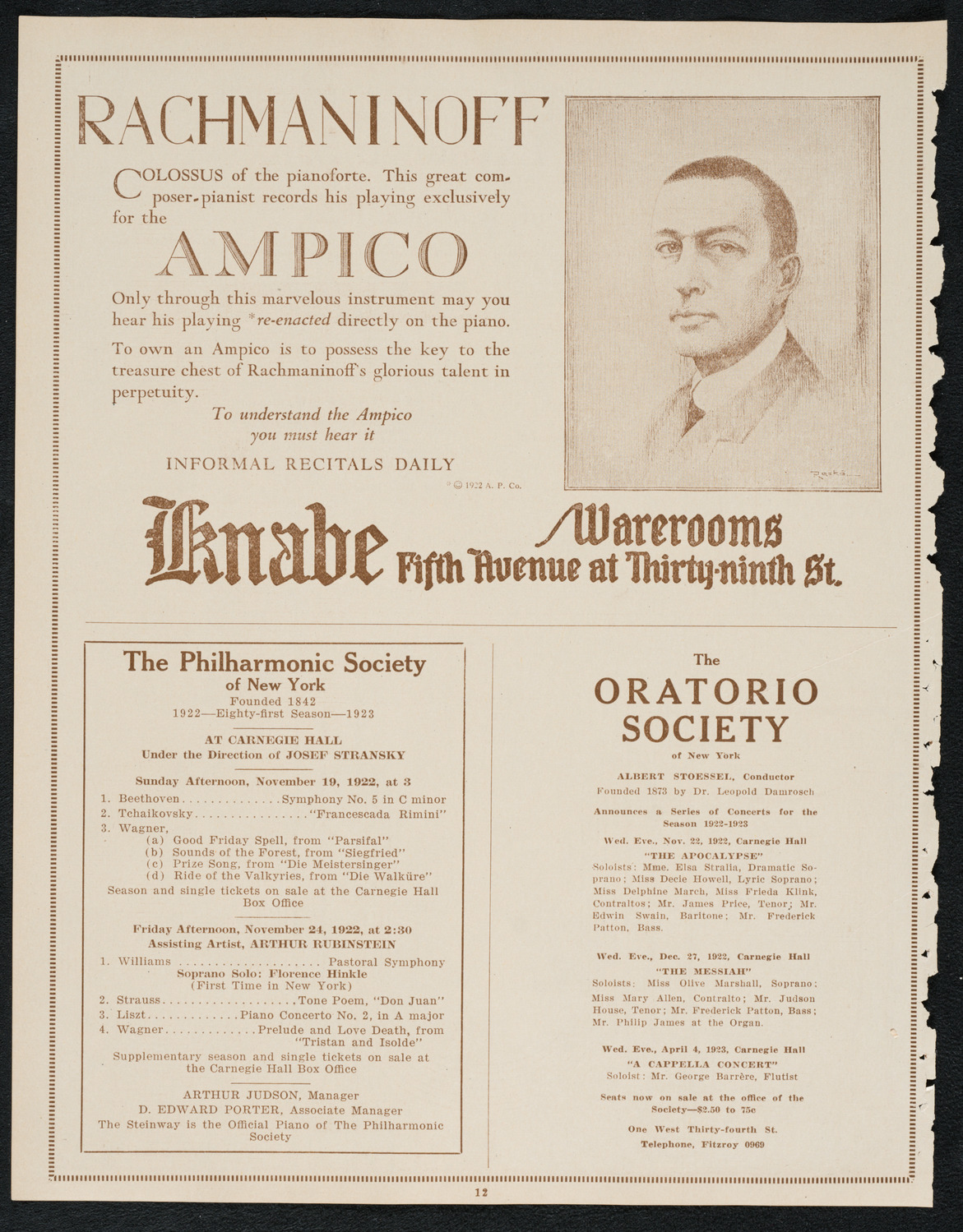 City Symphony Orchestra, November 18, 1922, program page 12