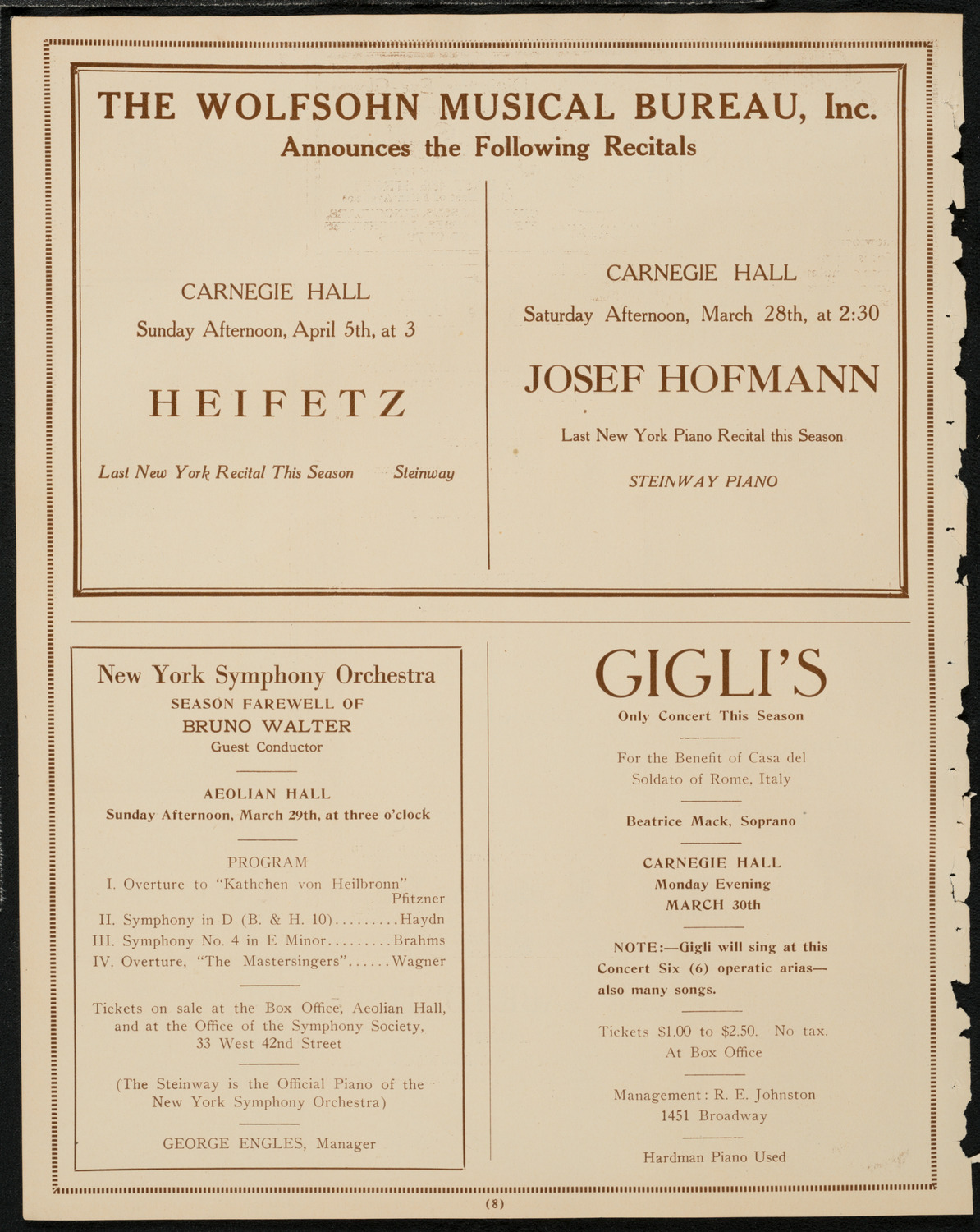 Philadelphia Orchestra, March 24, 1925, program page 8