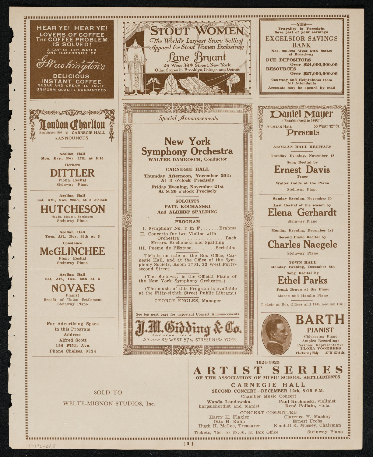 The Marriage of Figaro, November 14, 1924, program page 9