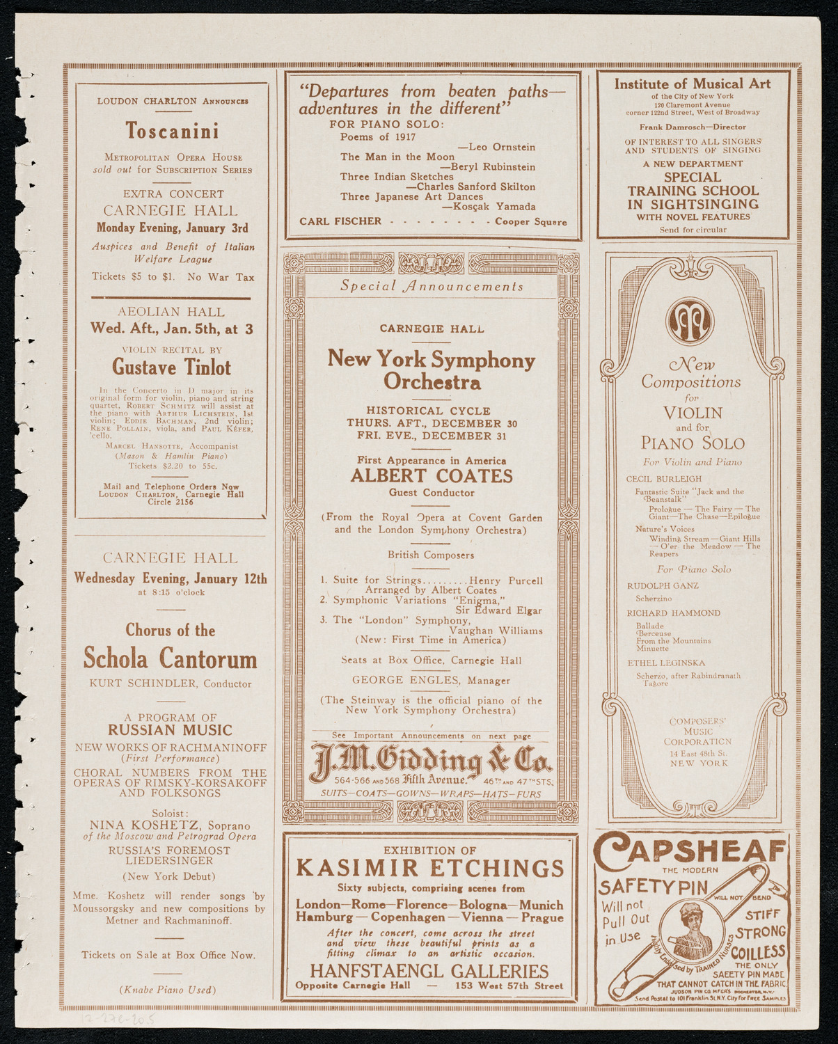 Oratorio Society of New York, December 27, 1920, program page 9