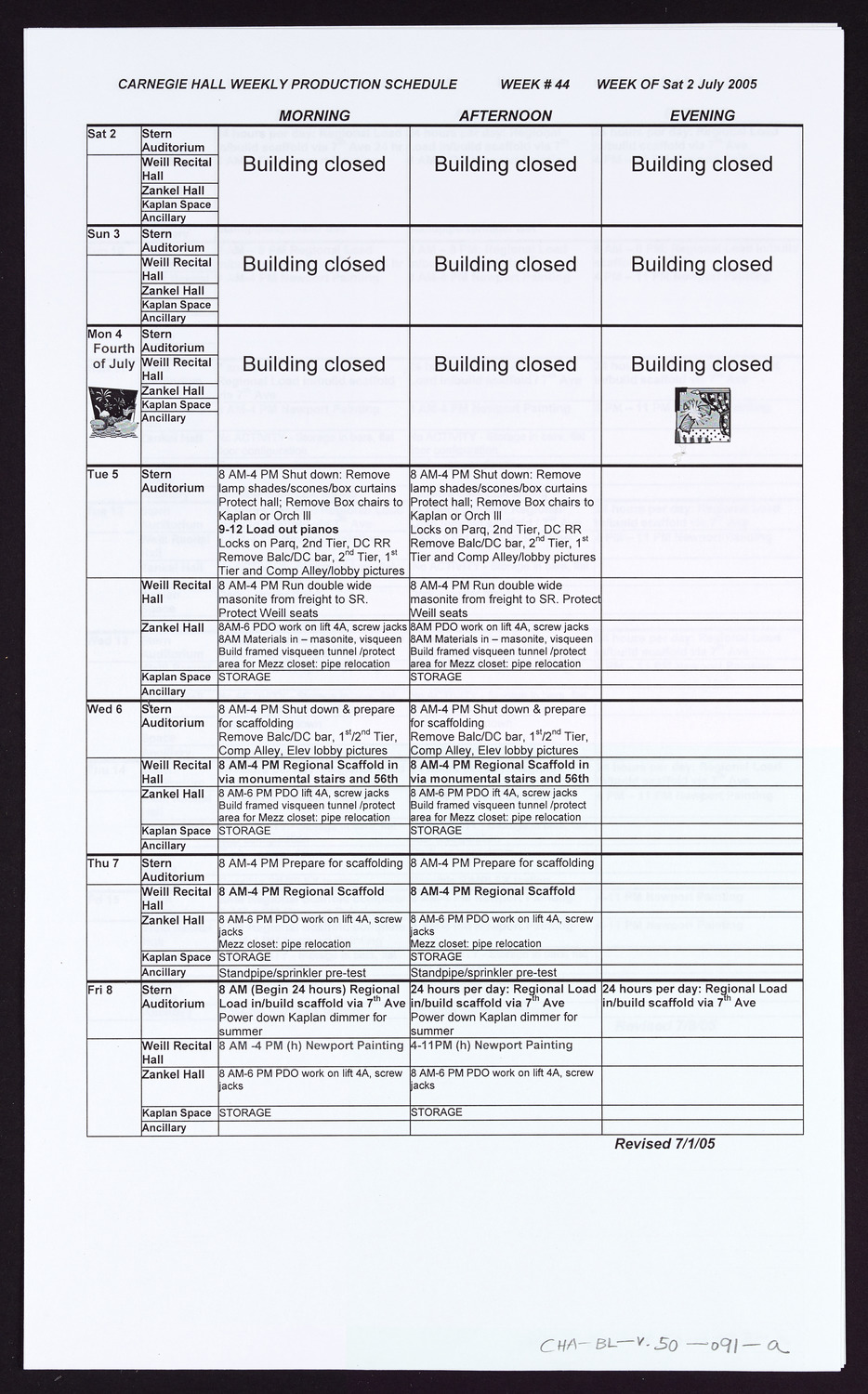 Carnegie Hall Booking Ledger, volume 50, page 91a