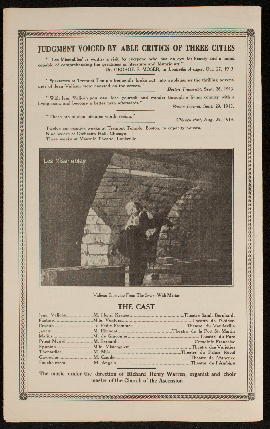 Film: Les Miserables, January 26, 1914, program page 8