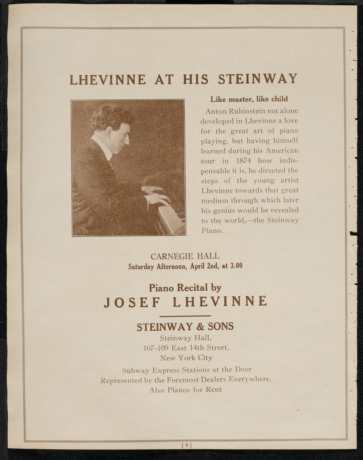Fritz Kreisler, Violin, March 26, 1921, program page 4