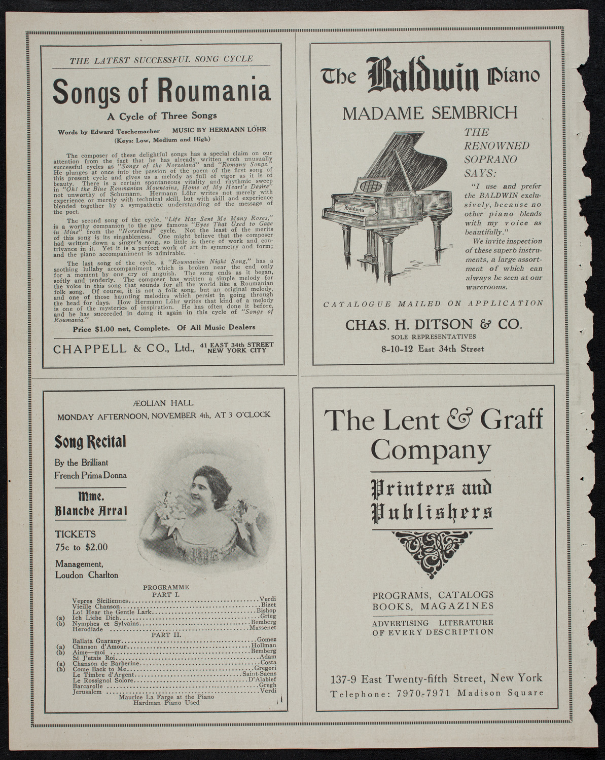 Mischa Elman, Violin, October 26, 1912, program page 12