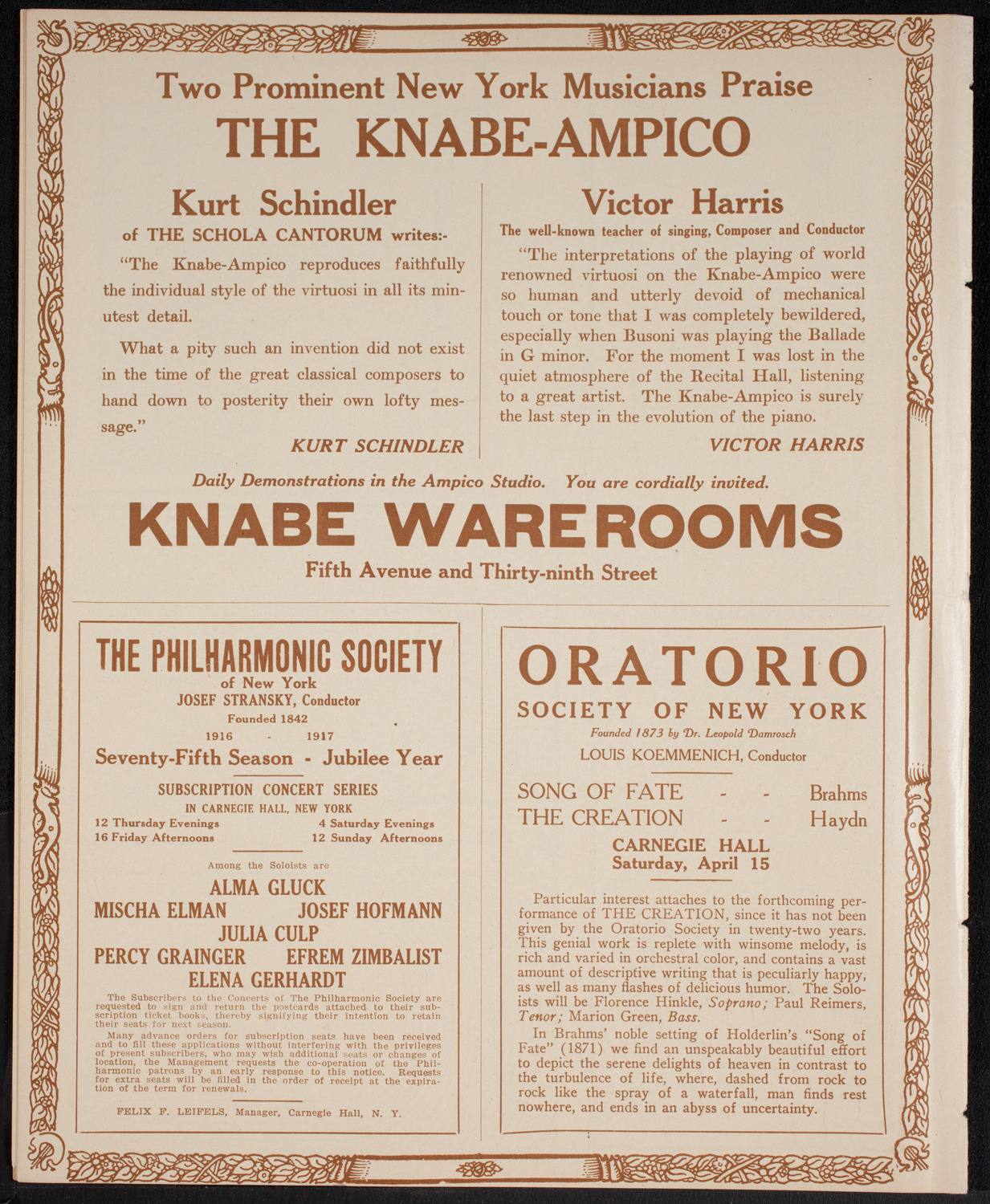 Benefit: Musicians' Foundation, Inc., March 29, 1916, program page 14