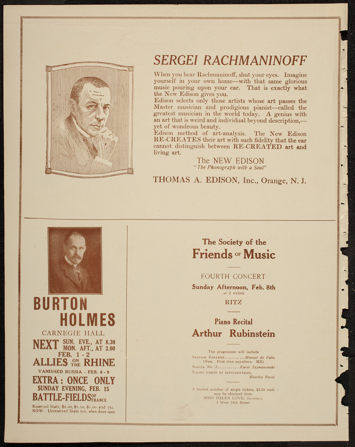Alice Peroux Williams, Mezzo-Soprano, January 28, 1920, program page 2