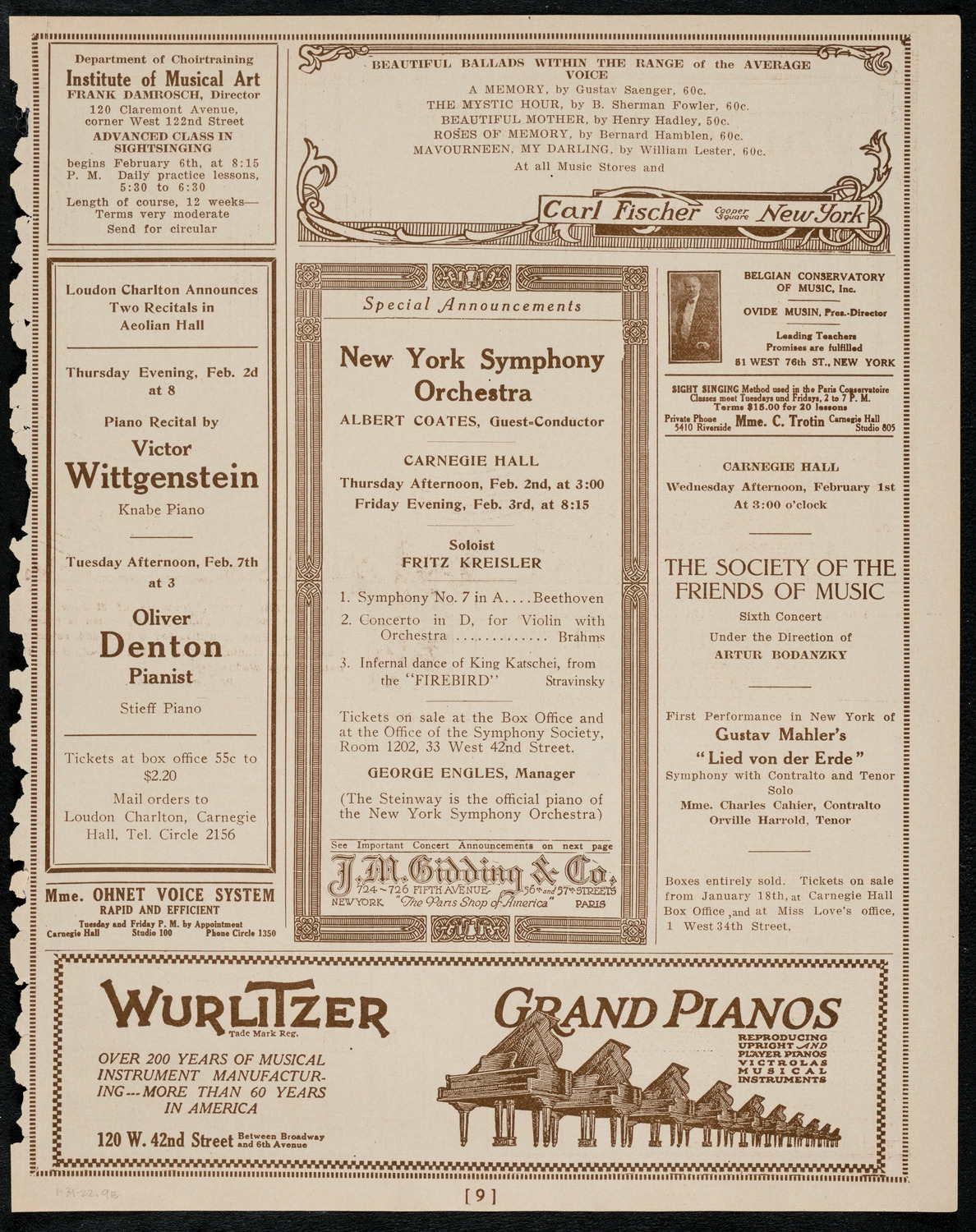 Frances Alda, Soprano, January 31, 1922, program page 9