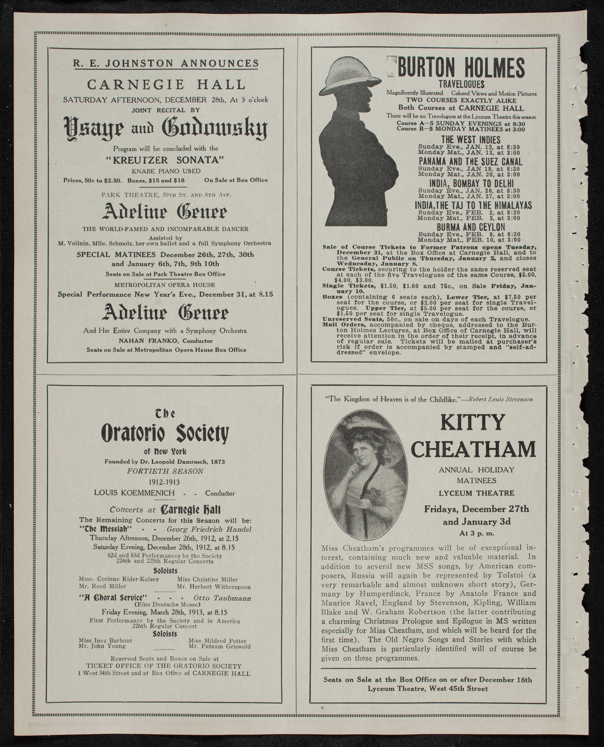 New York Philharmonic, December 19, 1912, program page 10