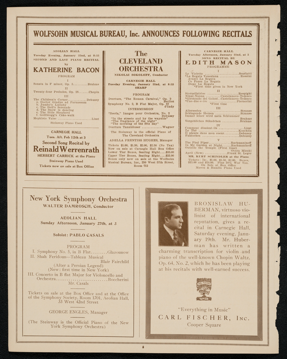 State Symphony Orchestra of New York, January 16, 1924, program page 8