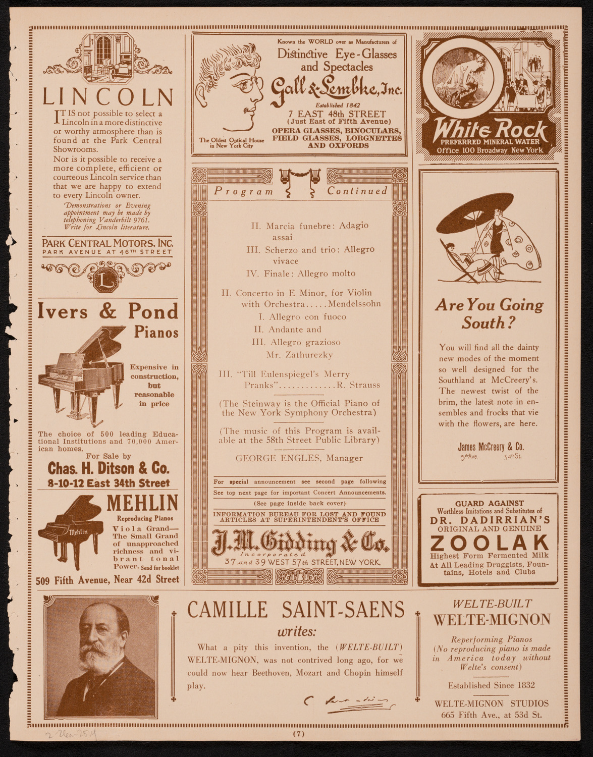 New York Symphony Orchestra, February 26, 1925, program page 7