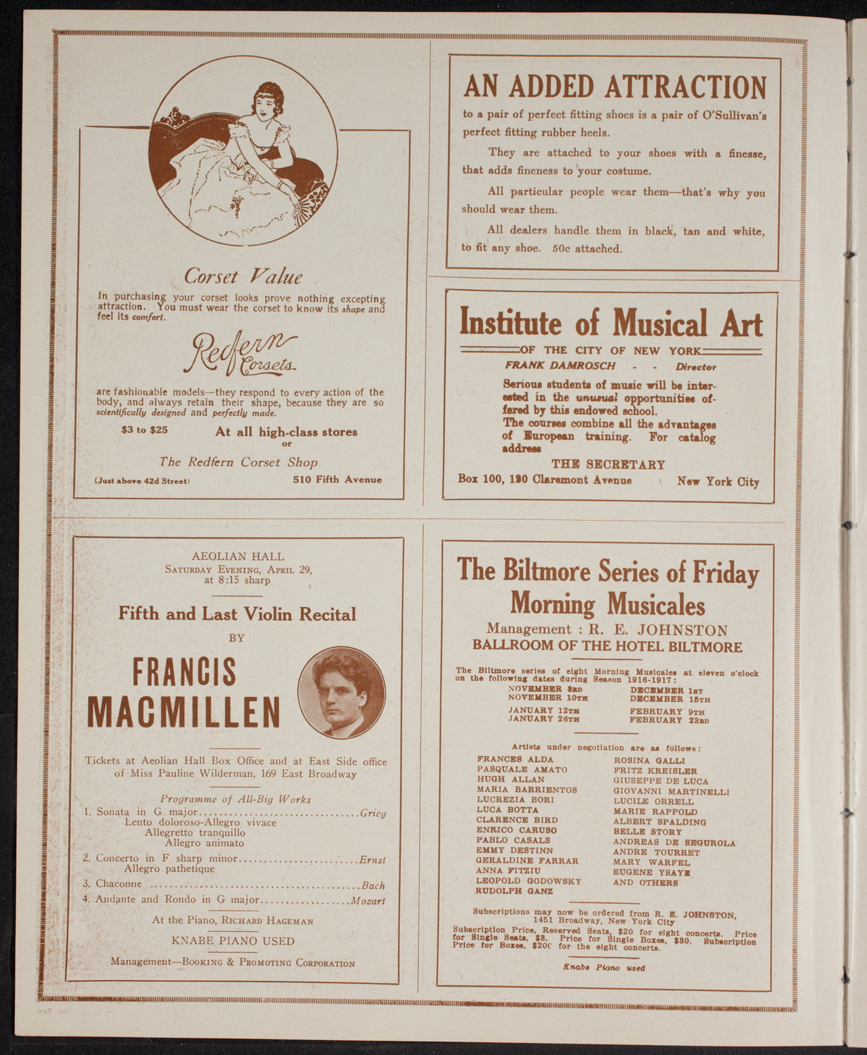 Leo Ornstein with Nina Dimitrieff and Russian Balalaika Orchestra, April 23, 1916, program page 2