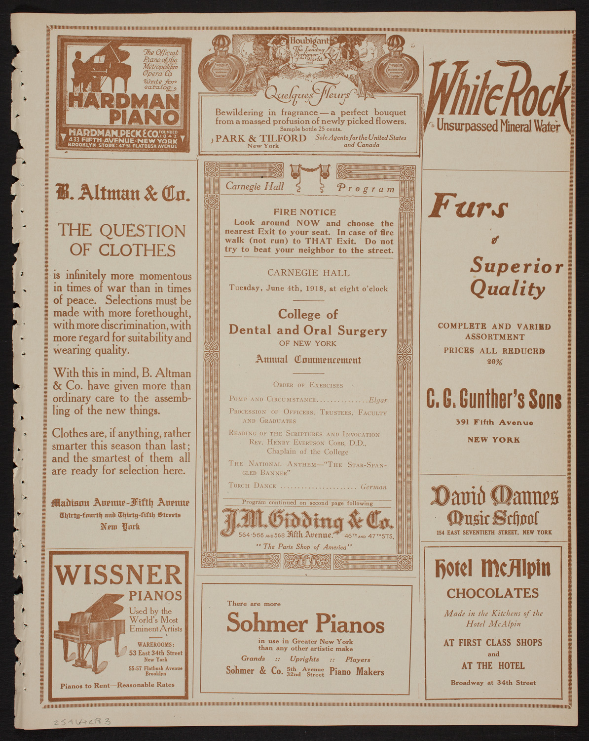 Graduation: College of Dental and Oral Surgery of New York, June 4, 1918, program page 5