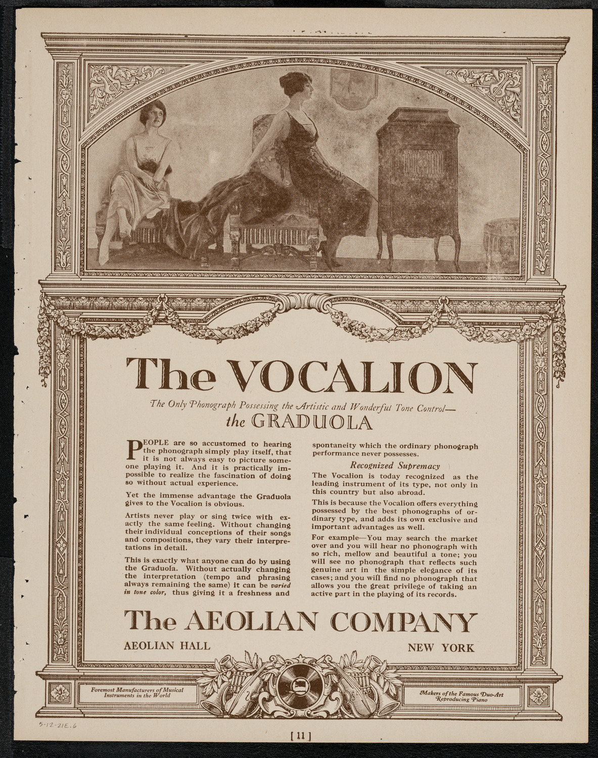 Amelita Galli-Curci, Soprano, May 12, 1921, program page 11