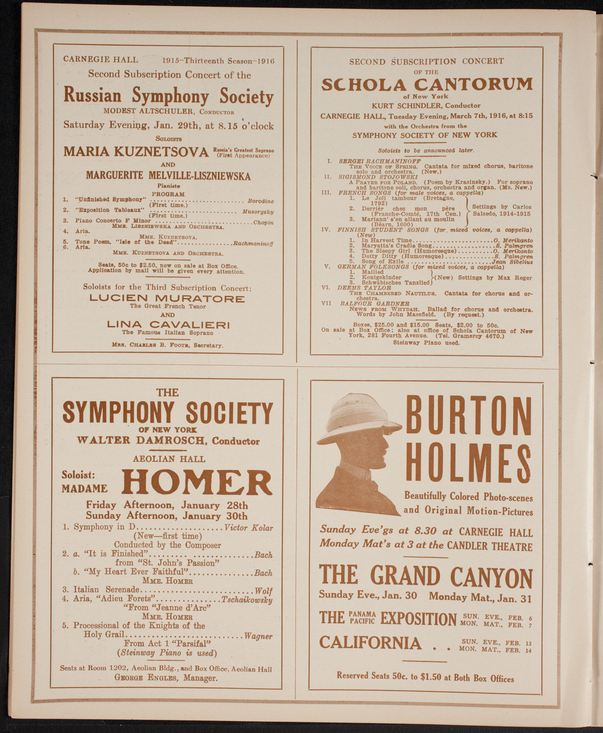 New York Philharmonic, January 28, 1916, program page 8