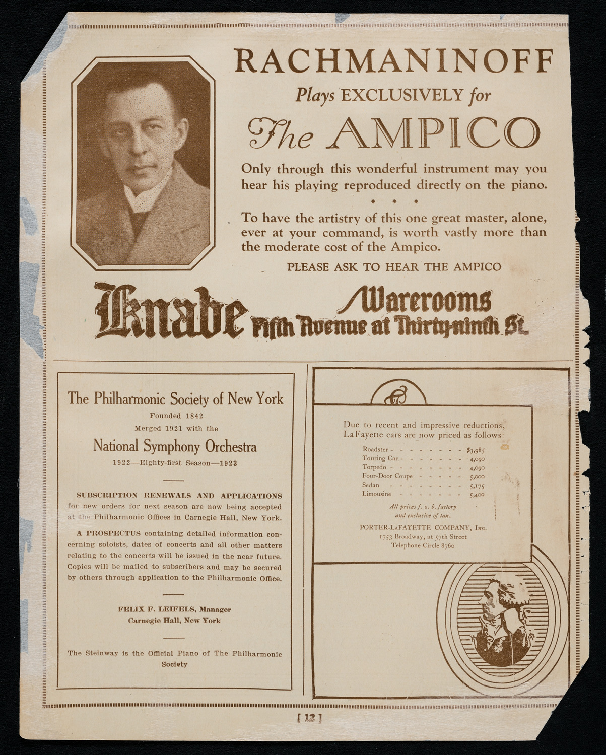 Rudolph Bochco, Violin, October 2, 1920, program page 12
