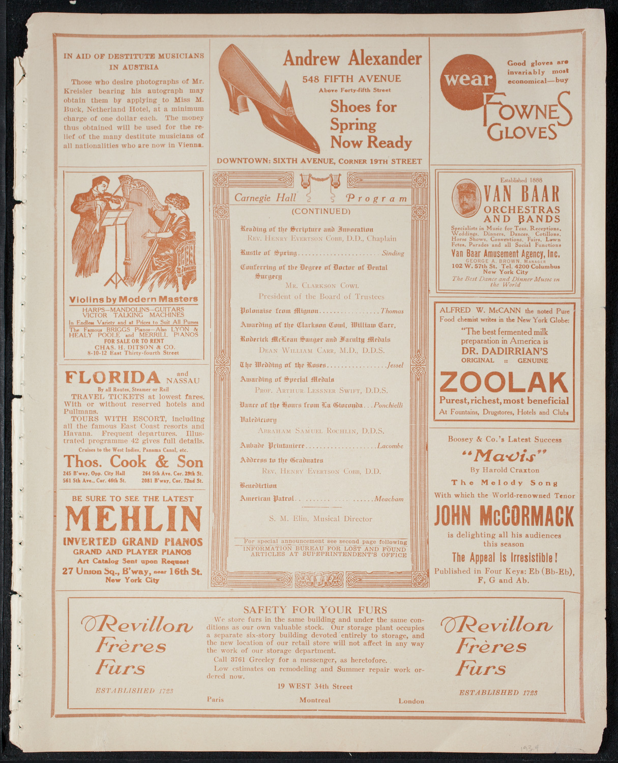 Graduation: College of Dental and Oral Surgery of New York, June 8, 1915, program page 7