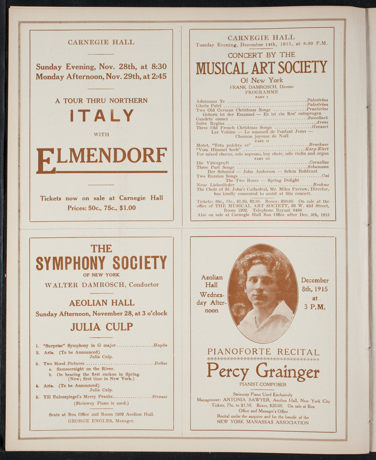 New York Philharmonic, November 26, 1915, program page 8