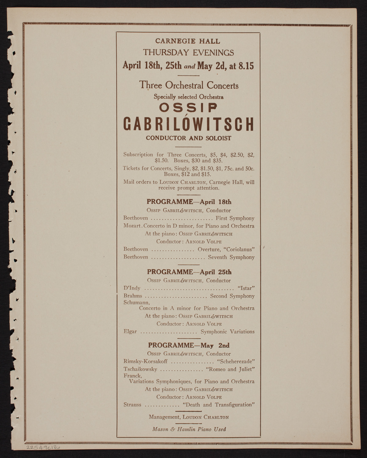 Schola Cantorum of New York, April 9, 1918, program page 11