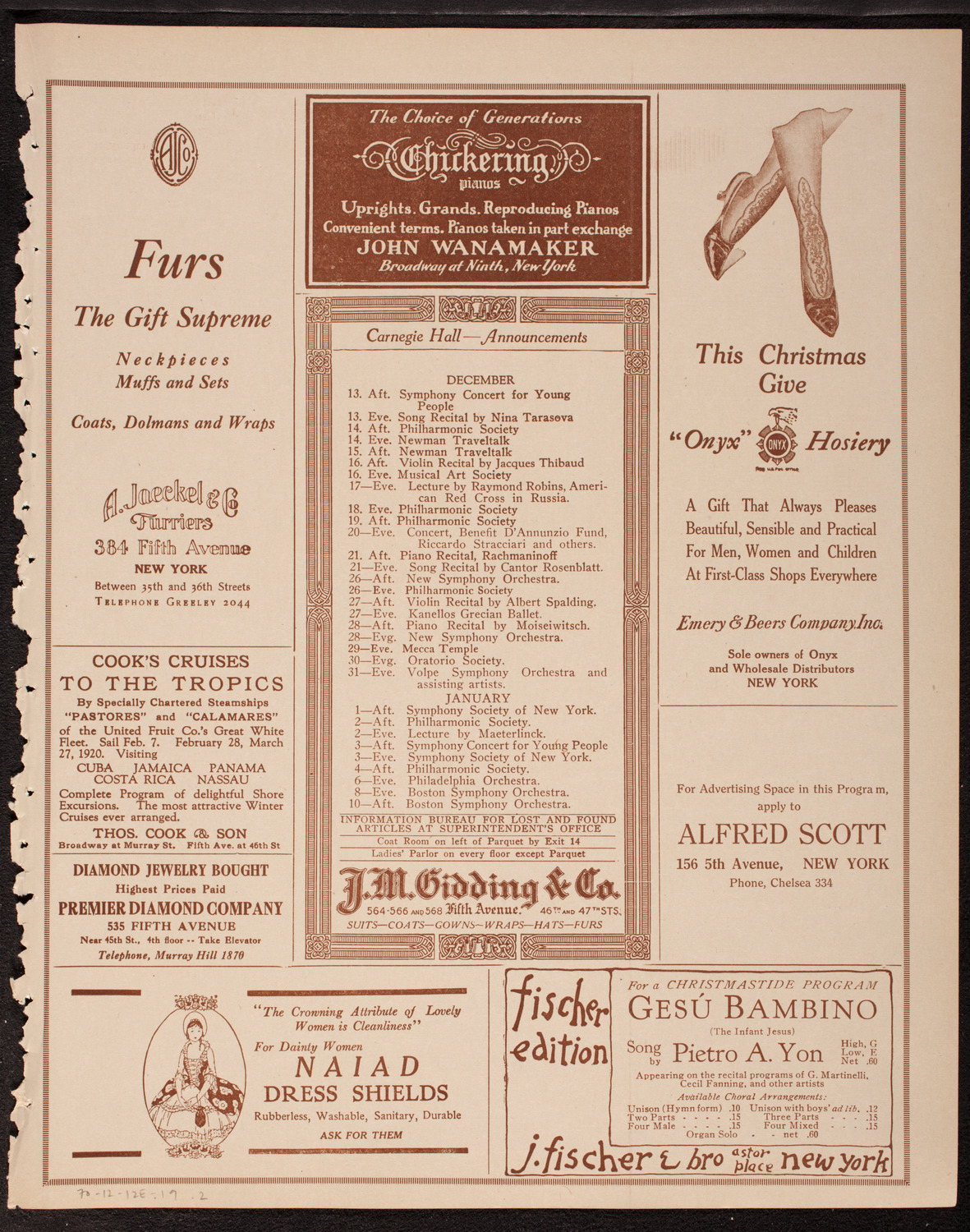 Clef Club Memorial Fund Concert in honor of James Reese Europe, December 12, 1919, program page 3