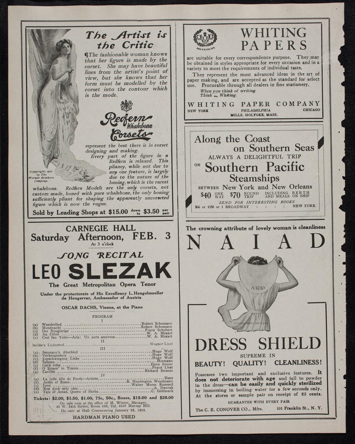 Elena Gerhardt, Soprano, January 24, 1912, program page 2