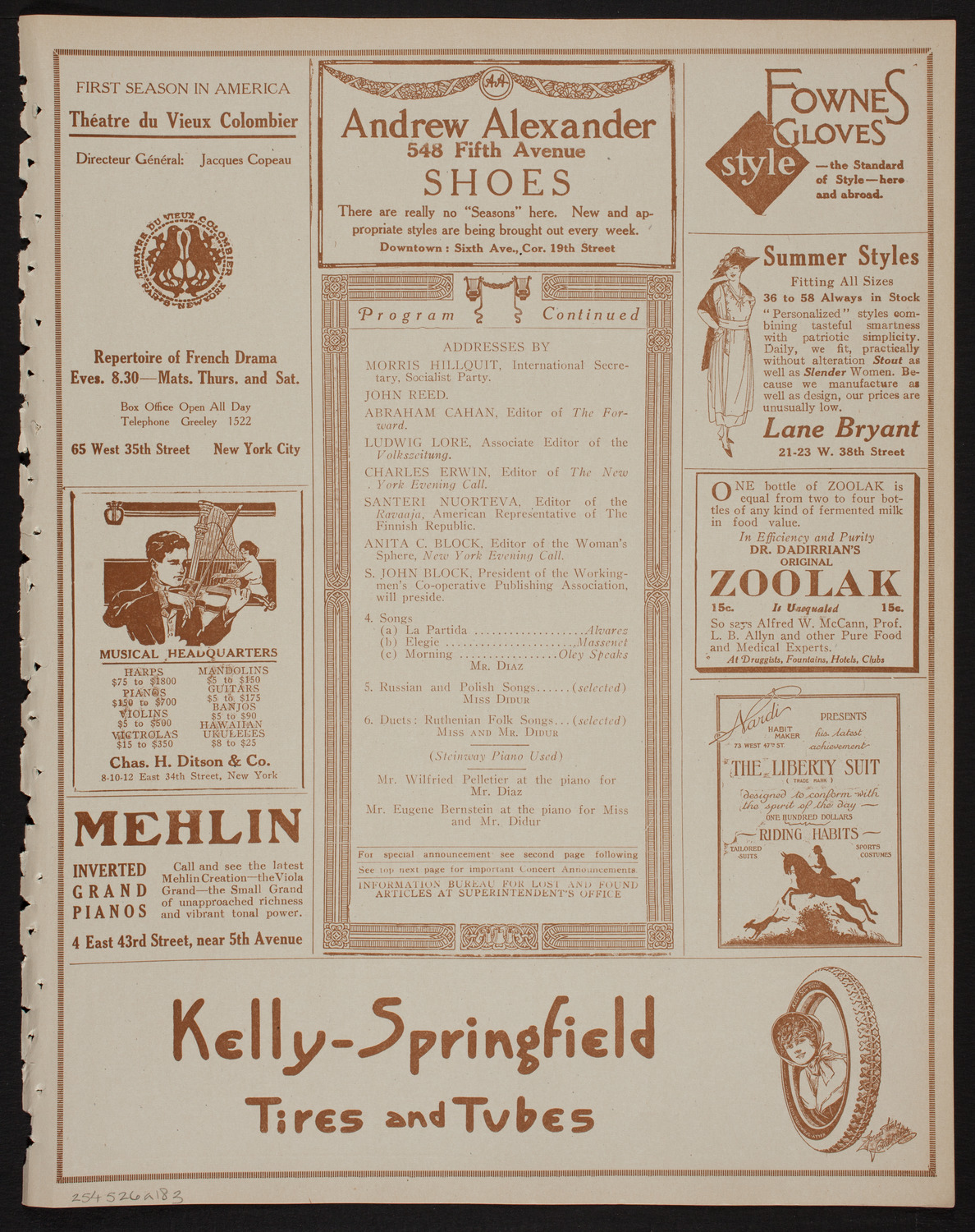 New York Evening Call Tenth Anniversary Celebration, May 26, 1918, program page 7