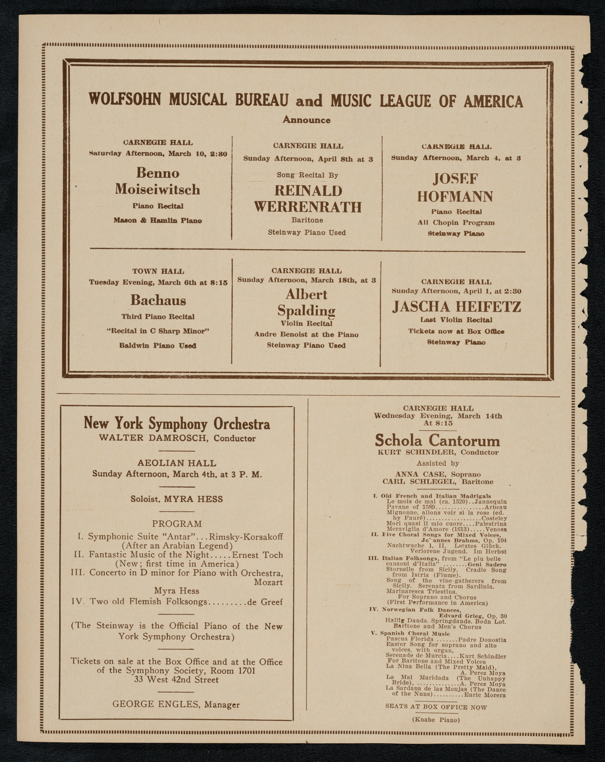 Hebrew National Orphan Home Concert, February 25, 1923, program page 8