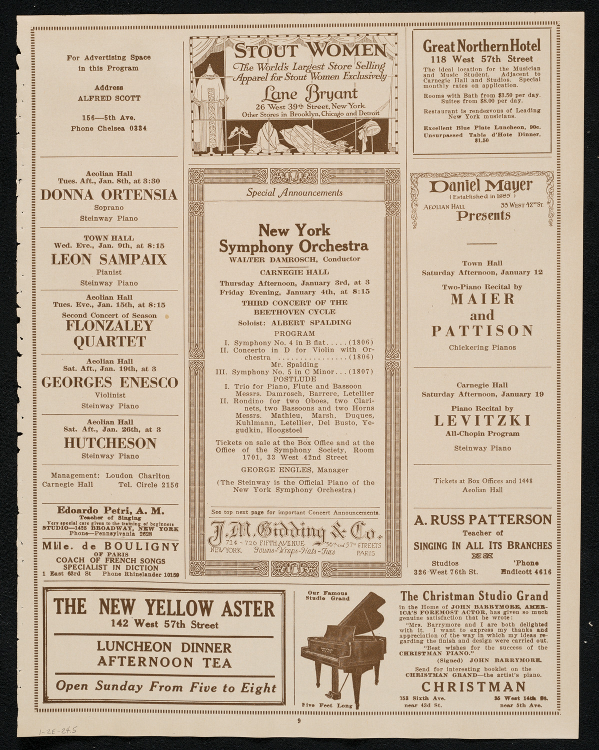 Philadelphia Orchestra, January 2, 1924, program page 9
