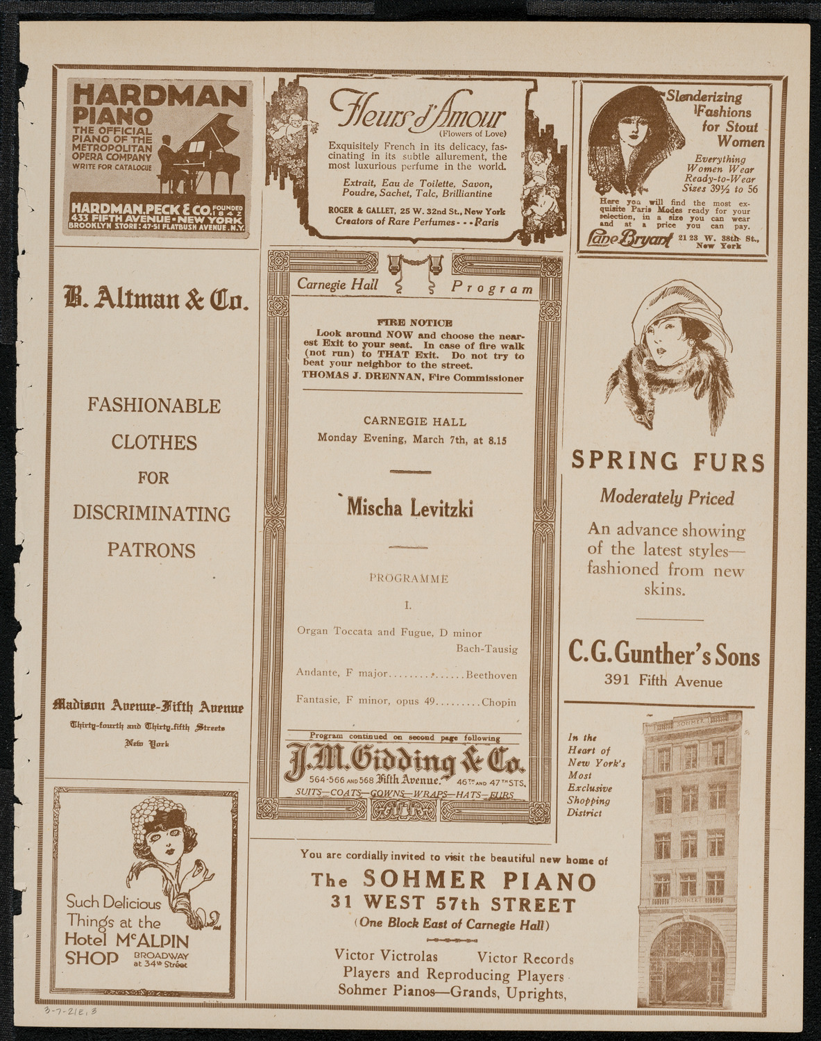 Mischa Levitzki, Piano, March 7, 1921, program page 5